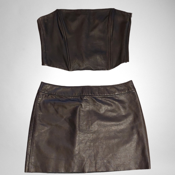 Express Dresses & Skirts - Express Leather Skirt & Bustier Set *